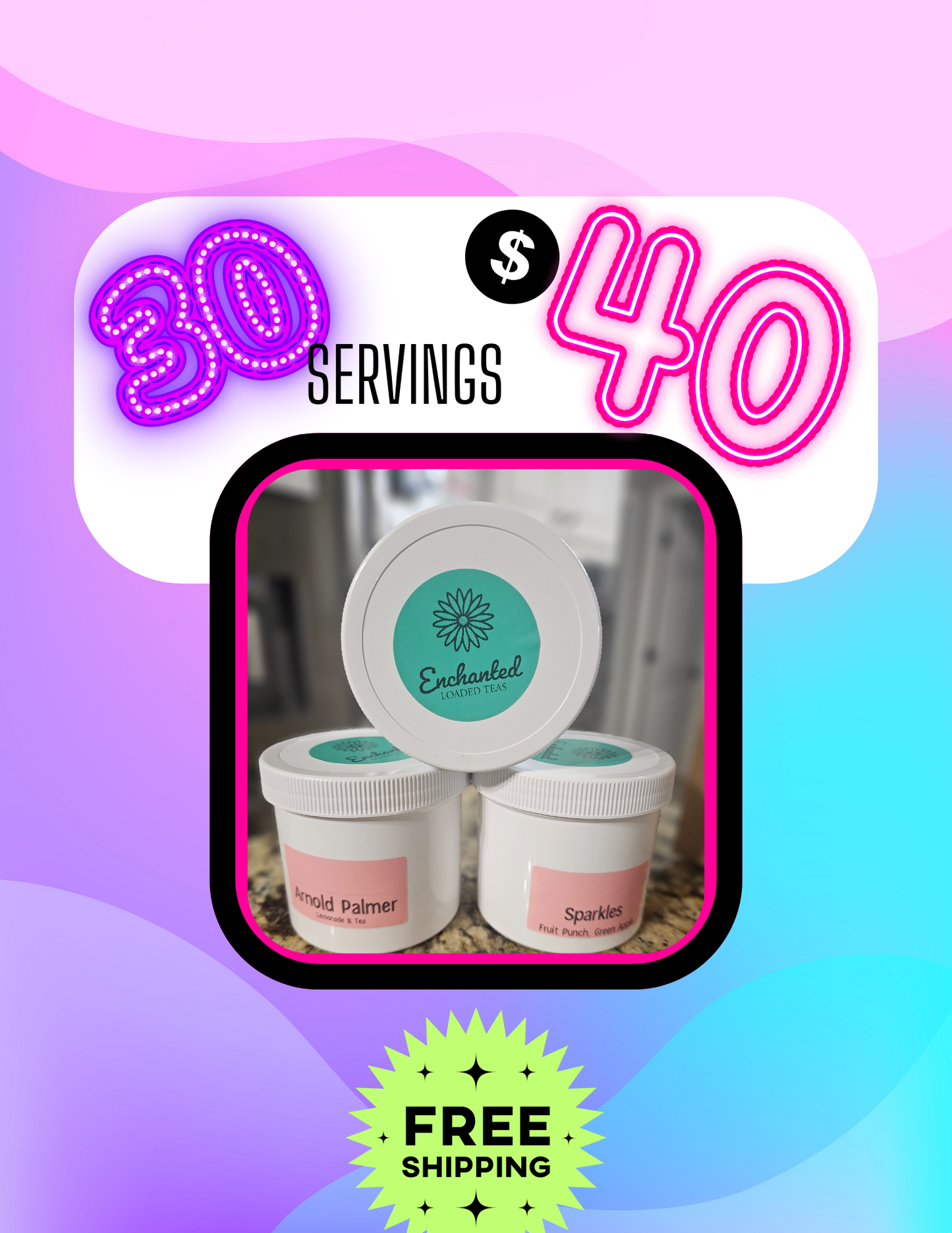 30 Loaded Teas in a Bulk Container - 30 Servings - Boost Energy and Choose from 60 Delicious Flavors!